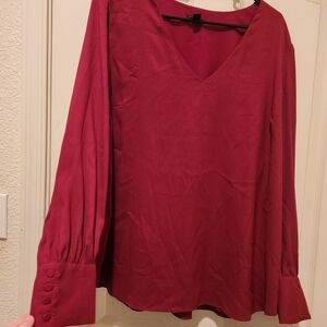 Elegant Women's V-Neck Top - Red